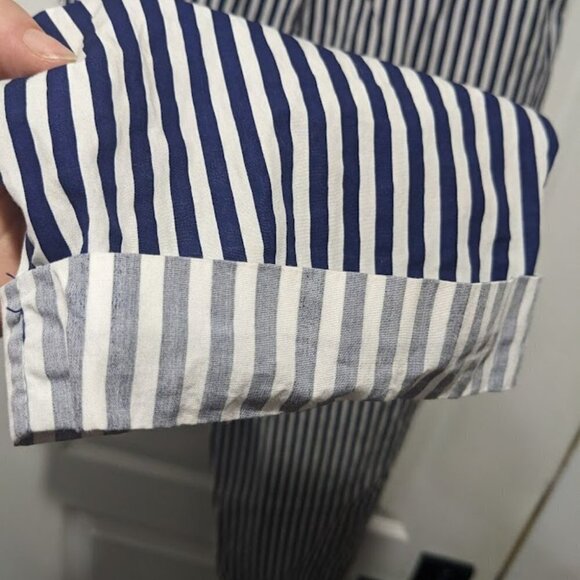 Zara | Paperbag Tie-Waist Pants in Blue Stripe - Picture 6 of 11